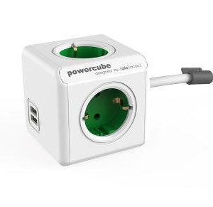 ALLOCACOC PowerCube Extended USB - Πολύμπριζο - Πράσινο 1406GN/DEEUPC